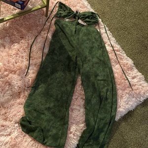 Green Ribbed Jumpsuit